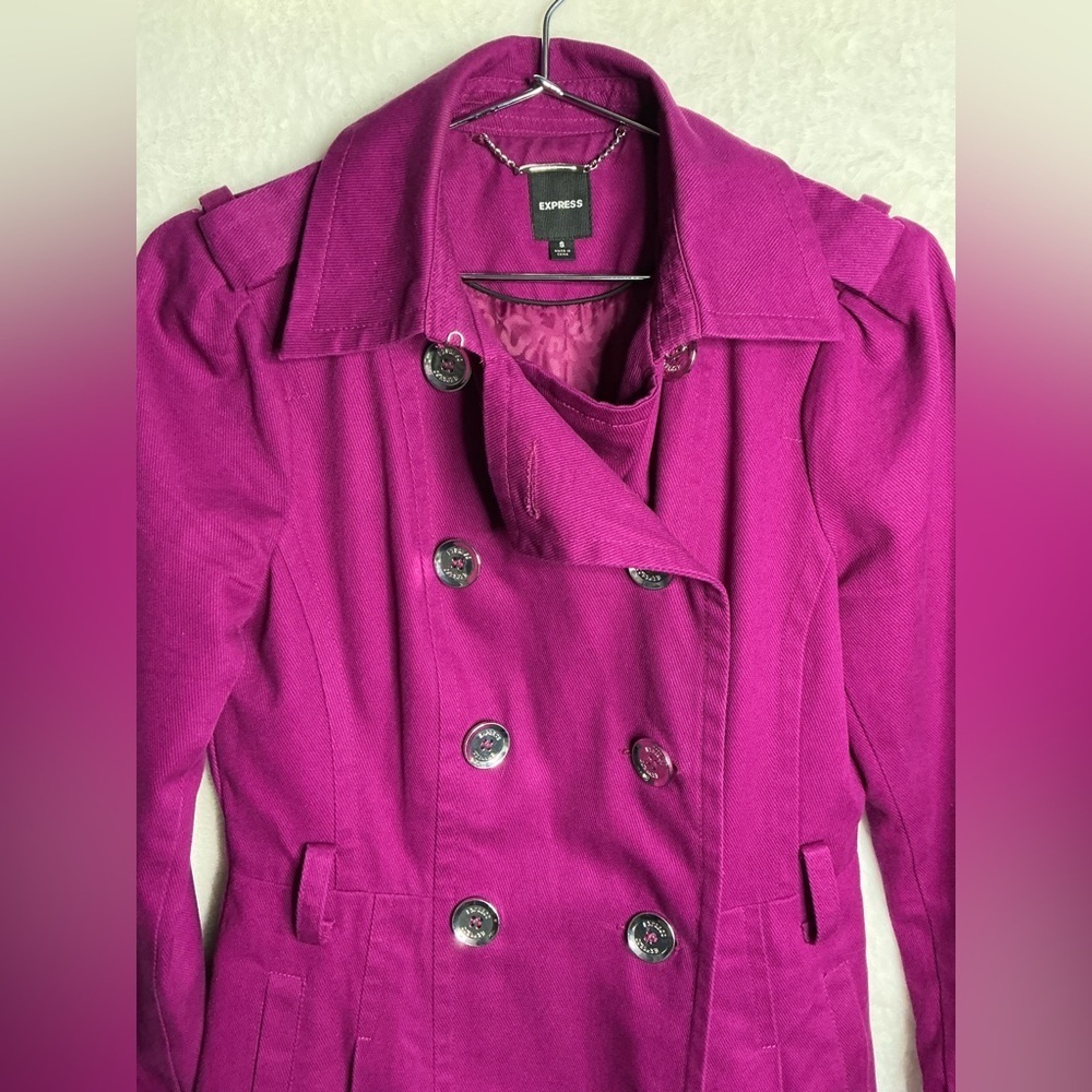 Express Women's Purple Double-Breasted Coat size S - Picture 3 of 12